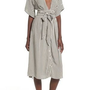 FAITHFULL black and white striped midi dress NWT